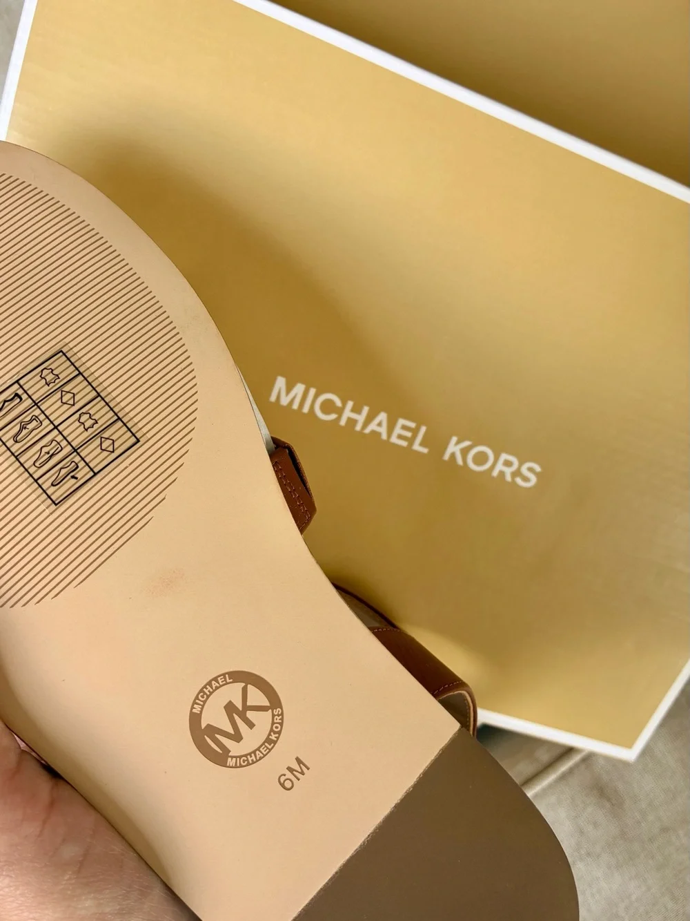 Michael Kors Brown Leather Gladiator Sandals with Gold Pyramid Studs